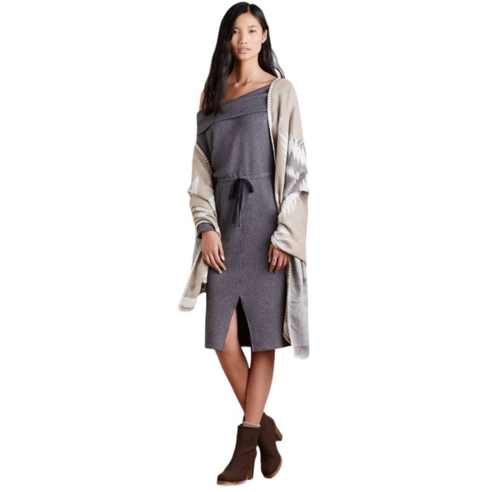 TIBBY DRESS DOLAN LEFT COAST Timeless Gray quarter sleeve cowl neck work casual - Picture 9 of 10